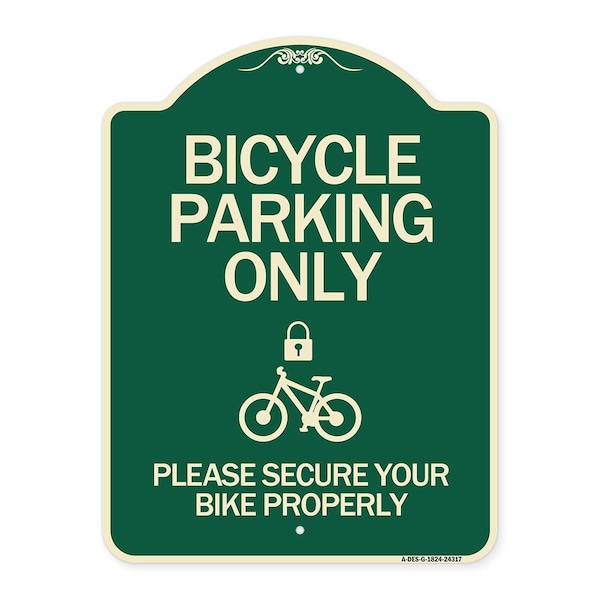 Signmission Bicycle Parking Please Secure Your Bike Properly Heavy-Gauge Aluminum Sign, 24" x 18", G-1824-24317 A-DES-G-1824-24317 - main